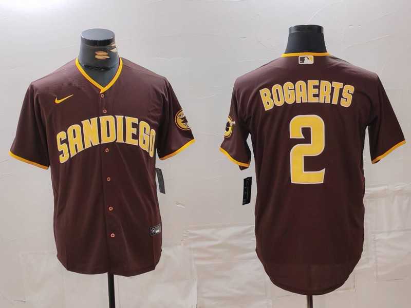 Men%27s San Diego Padres #2 Xander Bogaerts Brown Cool Base Stitched Jersey